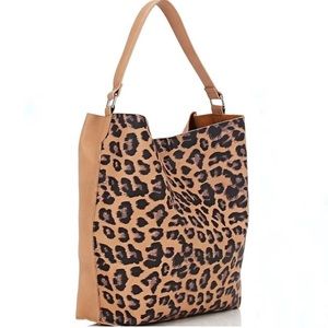 NWOT BARNEY’S NY Ann leather print tote hobo bag